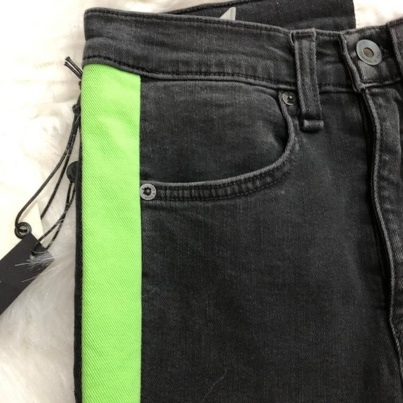 NWT! RAG & BONE Mazie Black w/Lime Side Stripe Skinny Jeans 23 - Picture 9 of 13